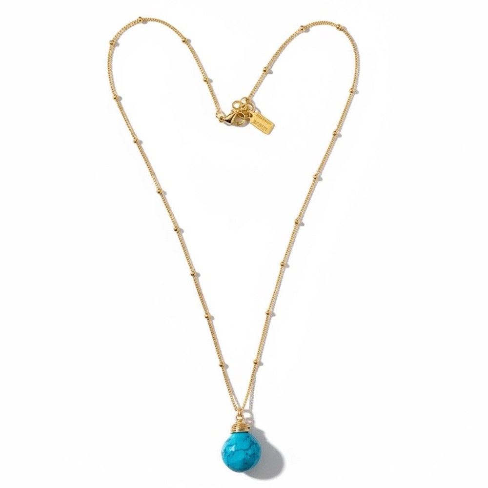 Lotus Jewelry Studio Turquoise Satellite Chain Necklace (14K Gold Fill) 16”